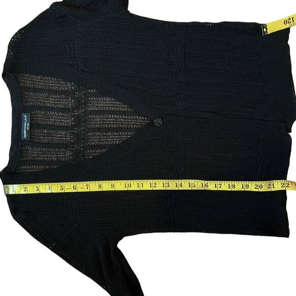 Generation Love Black Pointelle Open Knit Cardigan Small Old Money Quiet Luxury - Picture 8 of 9